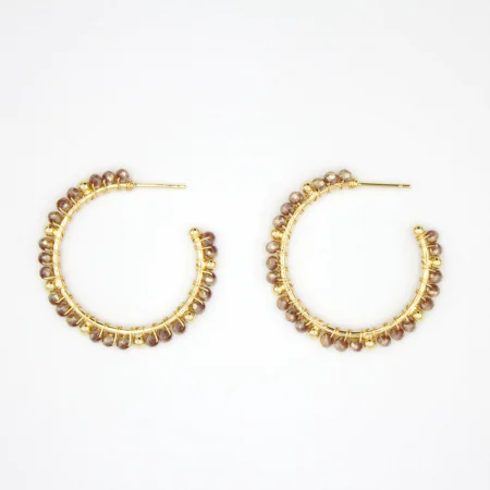 Champagne Quartz Wired Medium Ball Hoop Earrings