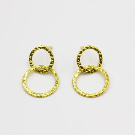 Double Circle Link Earring | Gold Plated