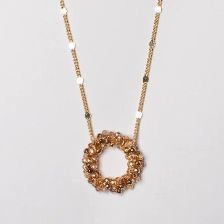 Wrapped Circle Pendant In Champagne